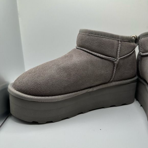 CUSHIONAIRE Women's Genuine Suede Cozy Mule Platform +Memory Foam 7 GRAY - Picture 7 of 7